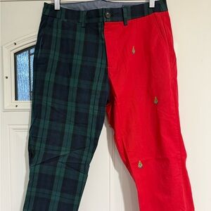 Vineyard Vines Holiday Green Plaid & Red Chinos